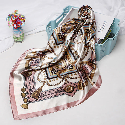 Women's 90/90cm Fashion Bandana, Printed Silk Satin Hair Scarf, Premium Square Scarf