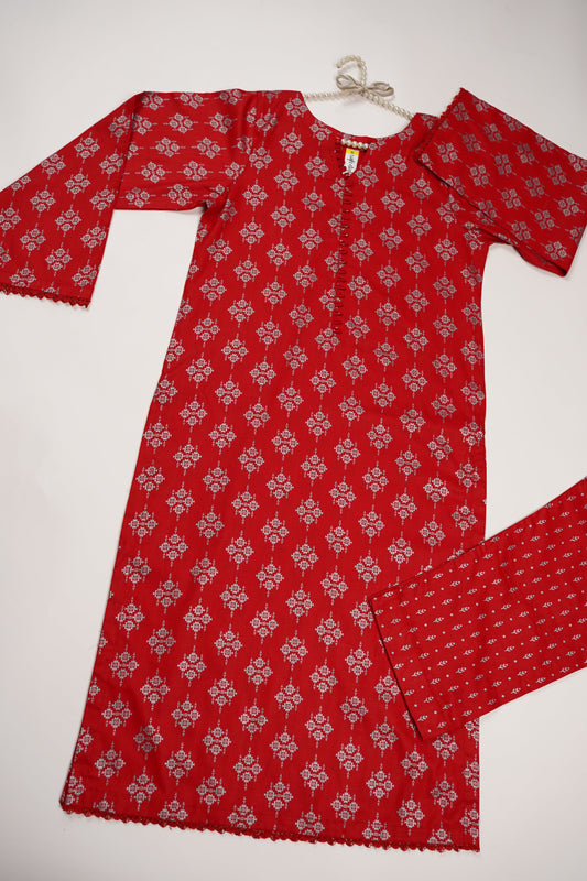 Rozi - Printed cotton Outfit - Ready to Wear PD121 red