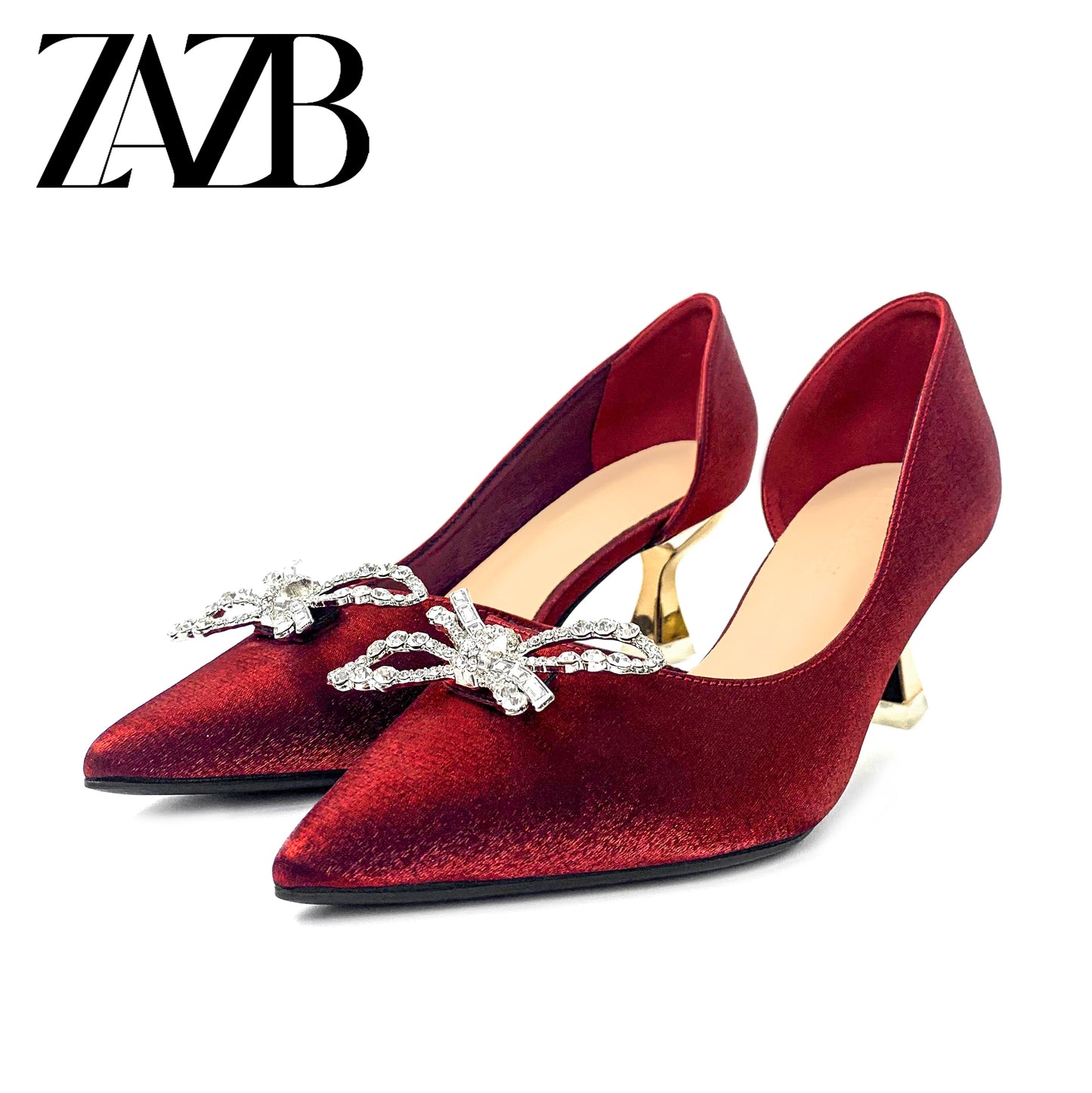 Fashionable Delicate Sweet Bow High Heels Thin Heels Shallow Mouth Pointed Side Hollow Out Single Shoes
