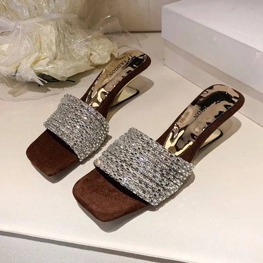 French-Style Elegant Strappy Sandals Women's Summer Outerwear 2025 New Design with Rhinestone Accents for Skirts and High Heels