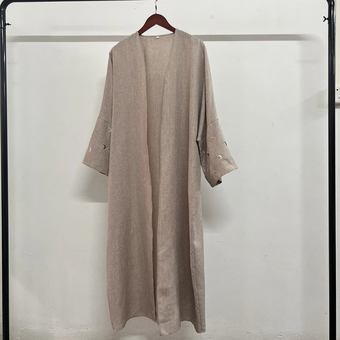 E-13 Dubai Islamic Clothing Eid Saudi Arabia Open Cardigan Moon Embroidery Muslim Abaya Dress for Women Casual All Breathable