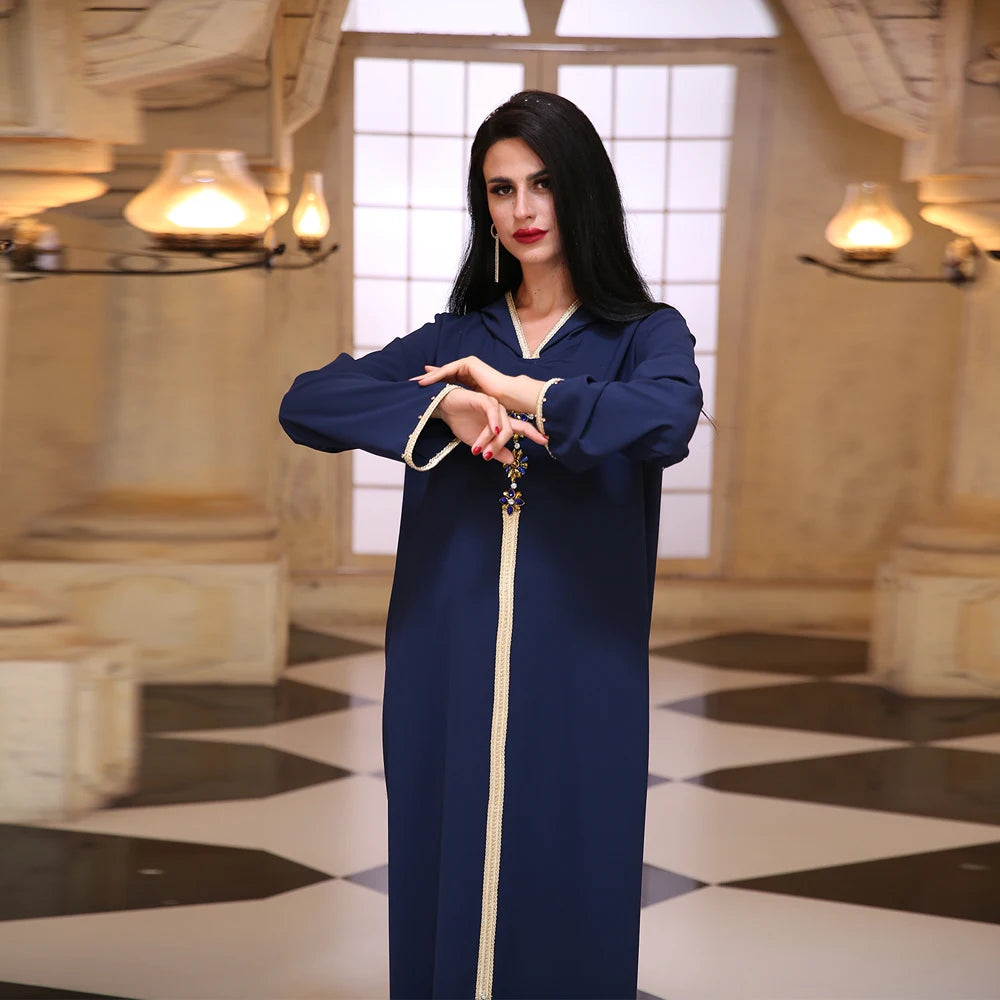 Ramadan Eid Blue Abaya Dubai Turkey Islam Hijab Muslim Dress Kaftan Robe Longue Femme Kebaya African Dresses For Women Caftan