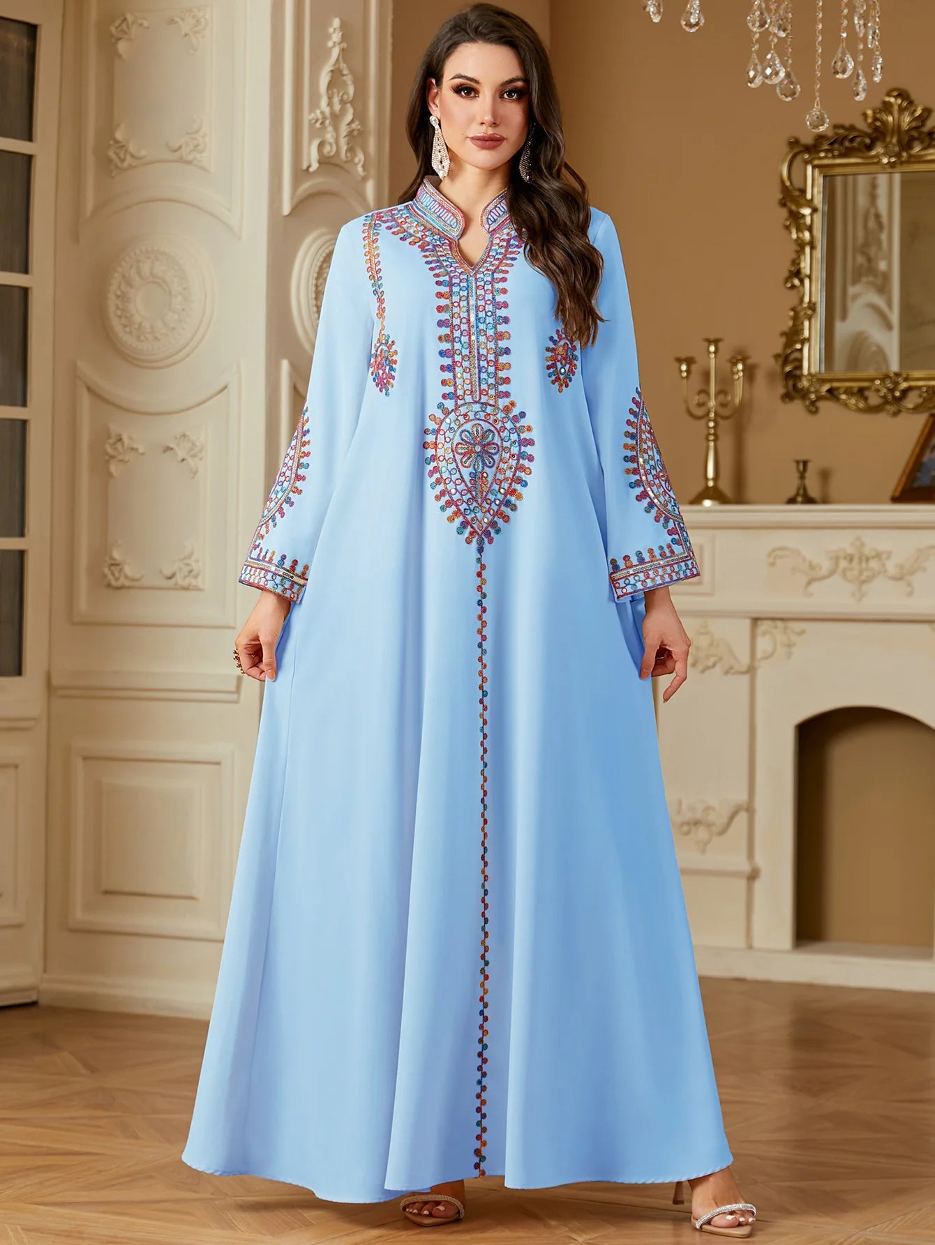 Eid Muslim Embroidery Dress for Women Abaya Party Long Dresses Caftan Robe Jalabiya Ramadan Morocco Dubai 2025 Vestidos Largos