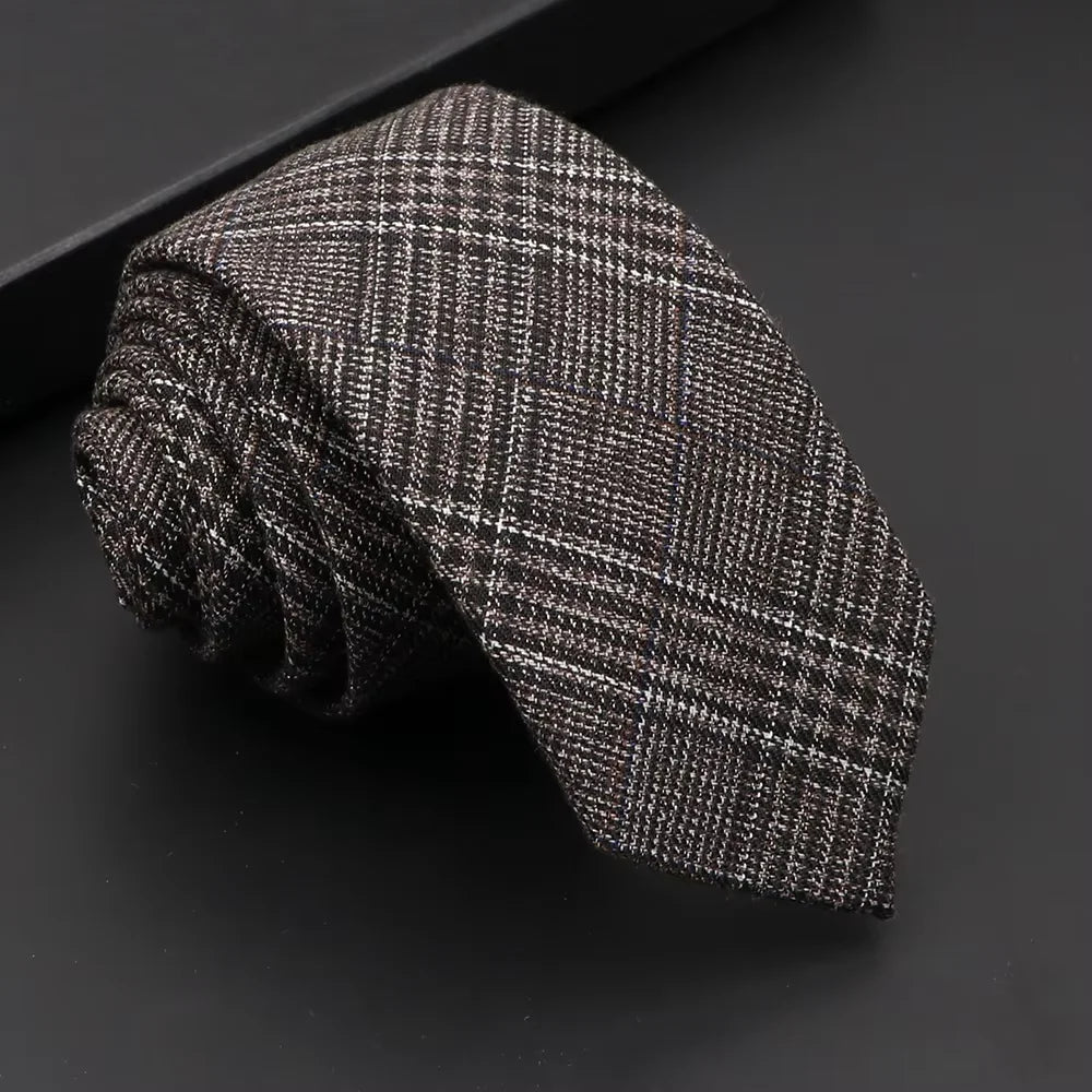 Classic Mens Solid Cotton Handmade 6cm Ties Striped Narrow Collar Slim Necktie Black Red Blue Formal Business Wedding Tie Gift