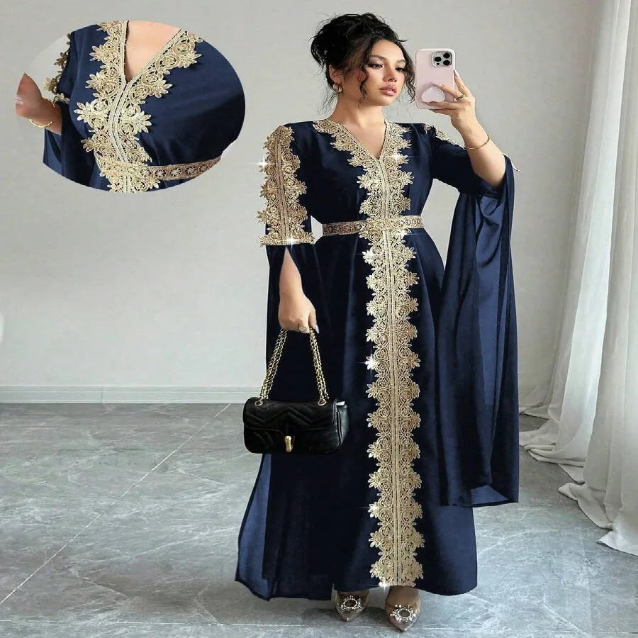 Eid Women Party Dress Abaya Split Long Sleeve Muslim Jalabiya Ramadan Solid Vestidos Largos V Neck Dresses Arab Long Robe 2026
