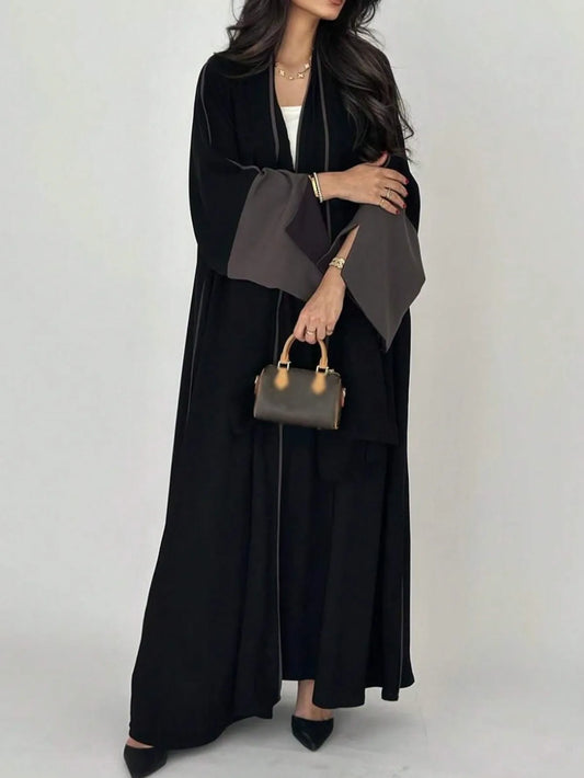 Middle Eastern Loose Abaya Muslim Full Sleeve Open Front Abayas Elegant Kaftans Women Jilbabs Arabian Islamic Maxi Dresses