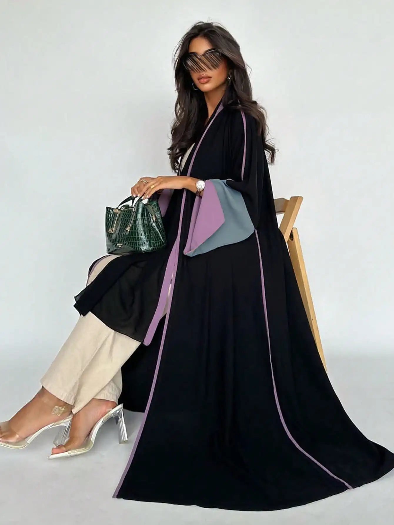 Middle Eastern Loose Abaya Muslim Full Sleeve Open Front Abayas Elegant Kaftans Women Jilbabs Arabian Islamic Maxi Dresses