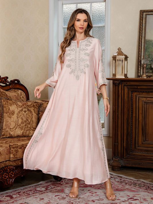 Eid Women Embroidery Dress Abaya Muslim Jalabiya Ramadan Dubai Vestidos Largos Islam Party Dresses Arab Long Robe Morocco Kaftan