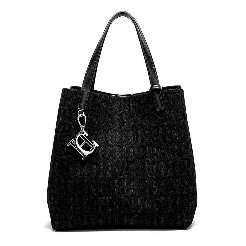 Accessories Handbag Fashion New Solid Color Women's Bucket Bag Large Capacity Letter Design Small Card Bag