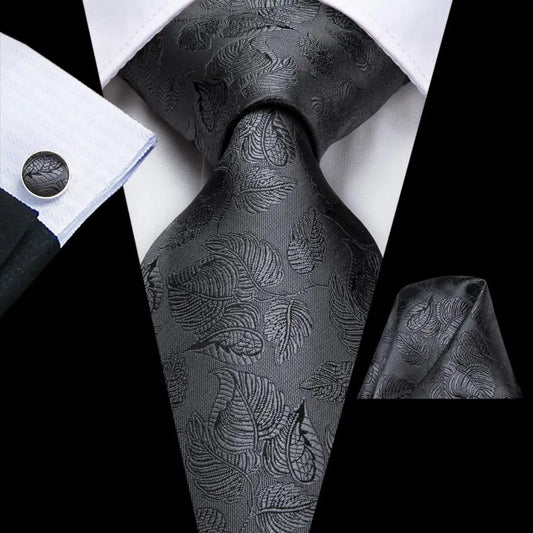 Hi-Tie 8.5cm Black Solid Striped Paisley 100% Silk Men's Business Tie Neck Tie for Men Fashion Luxury Wedding Necktie Gravatas
