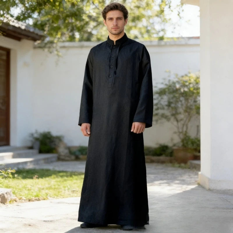 Islamic Clothing Men's Long Sleeve Loose Muslim Men Saudi Arabia Pakistan Kurta Muslim Costumes Muslim Dress Kaftan Thobe Hooded