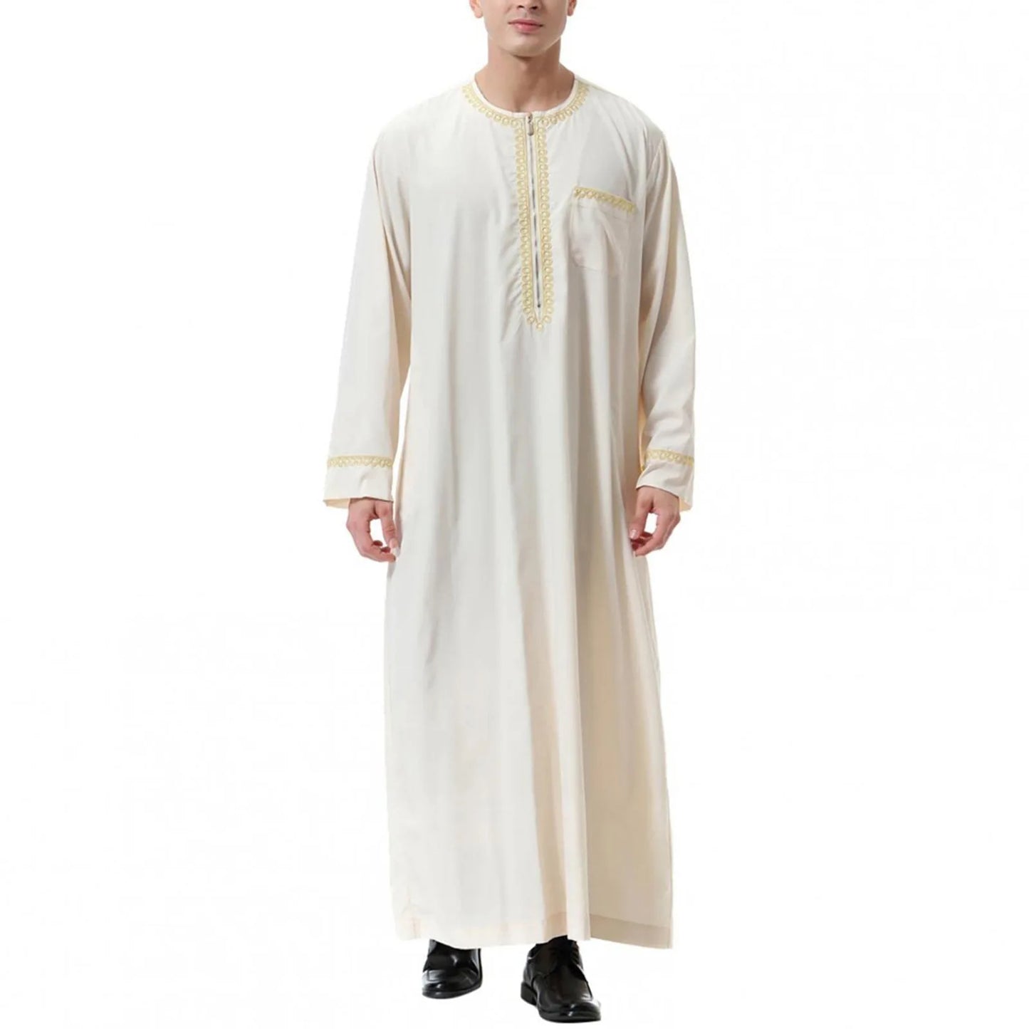 2026 New Muslim Middle Eastern Arab Robe Men's Round Neck Garment