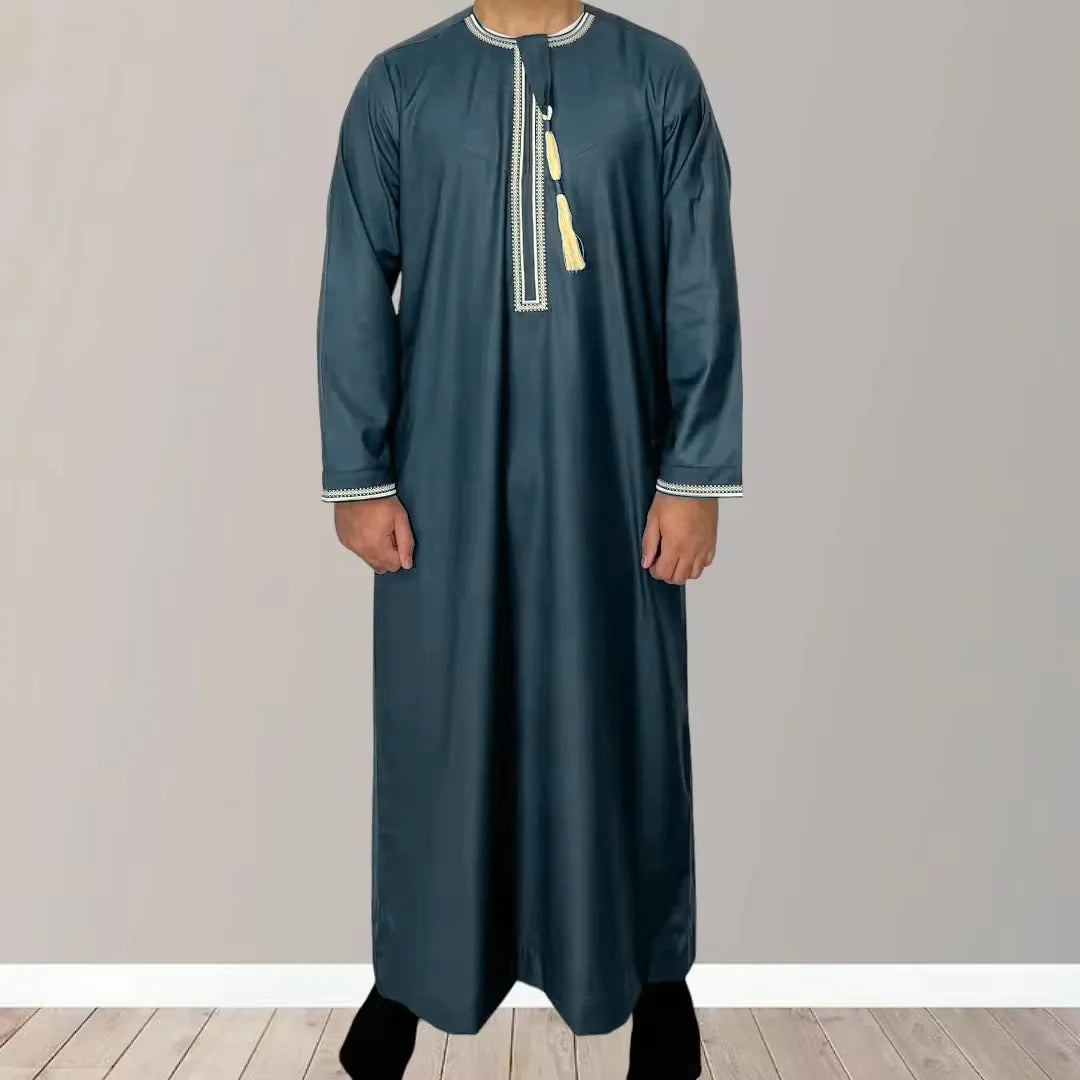 Eid Ramadan Muslim Fashion Abayas for Men Long Sleeve Dress Robes Embroidered Jubba Thobe Dubai Arab Saudi Kaftan Islam Clothing