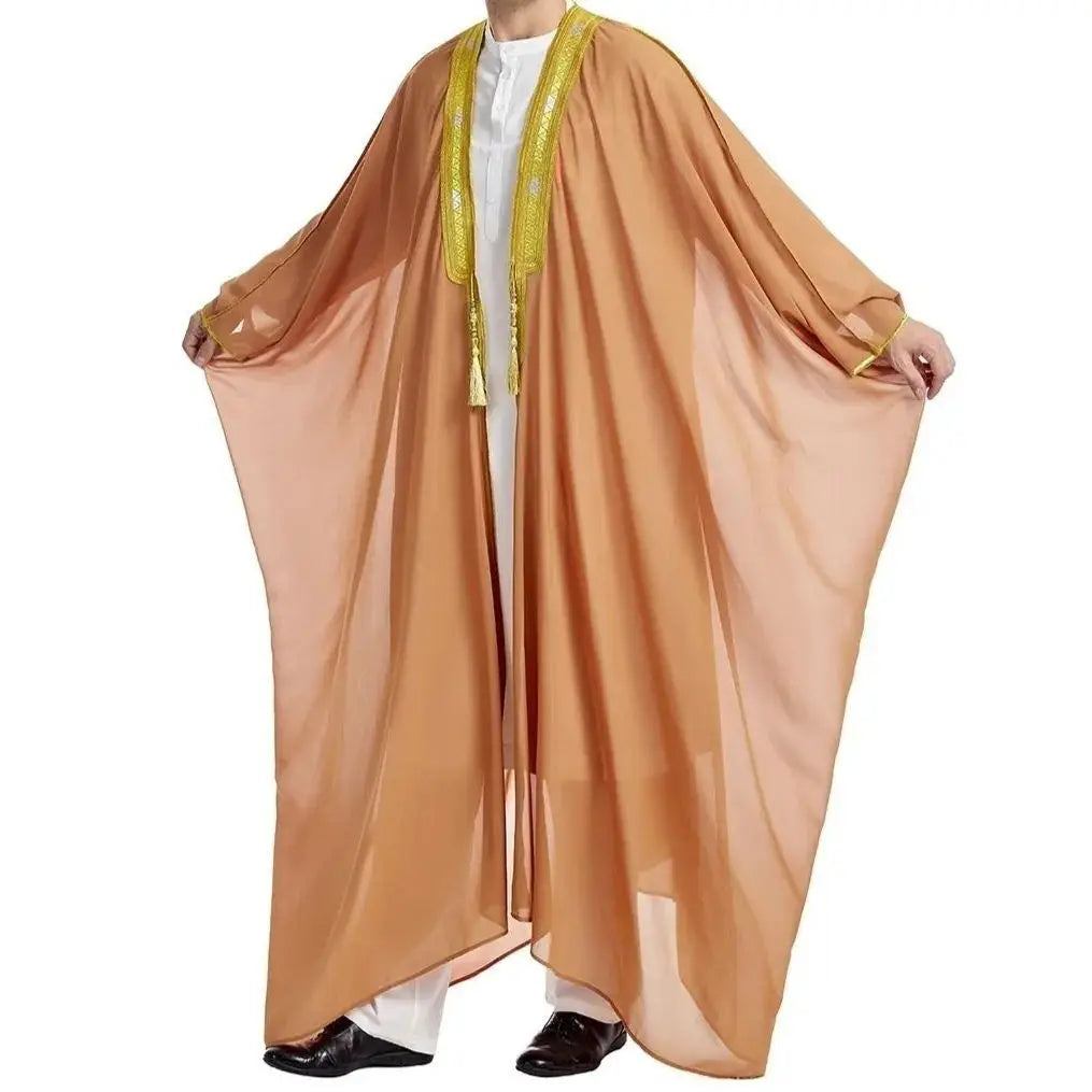 2026 New Middle Eastern Men's Robe Arabic Long Sleeve Cloak for Priests