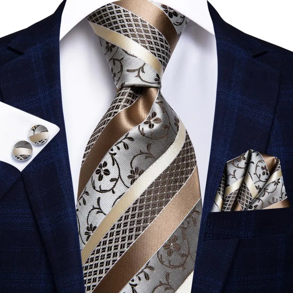 Hi-Tie 63inches Silk Mens Tie Set Extra Long Ties for Men Handkerchief Woven Classic Silk Men's 160cm Necktie Pocket Square Set