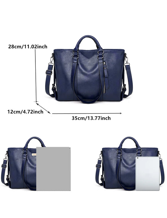Work handbag 14inch retro PU leather and multi pocket design, suitable for office computer bag for daily use during