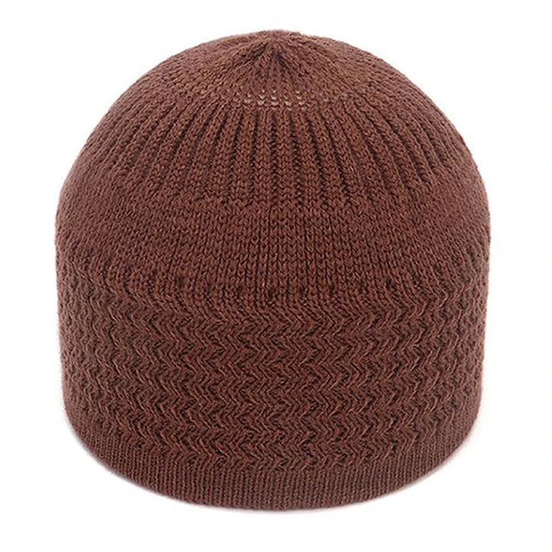 Winter Knitted Muslim Men Prayer Hats Unisex Cap Warm Islamic Ramadan Jewish Hat Men's Wrap Head Caps 