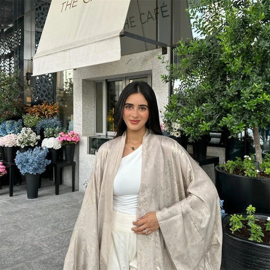 Shiny Satin Open Kimono Abaya 2025 Ramadan Dubai Luxury Muslim Kaftan Dress for Women Islam Clothing Robe Femme Musulmane