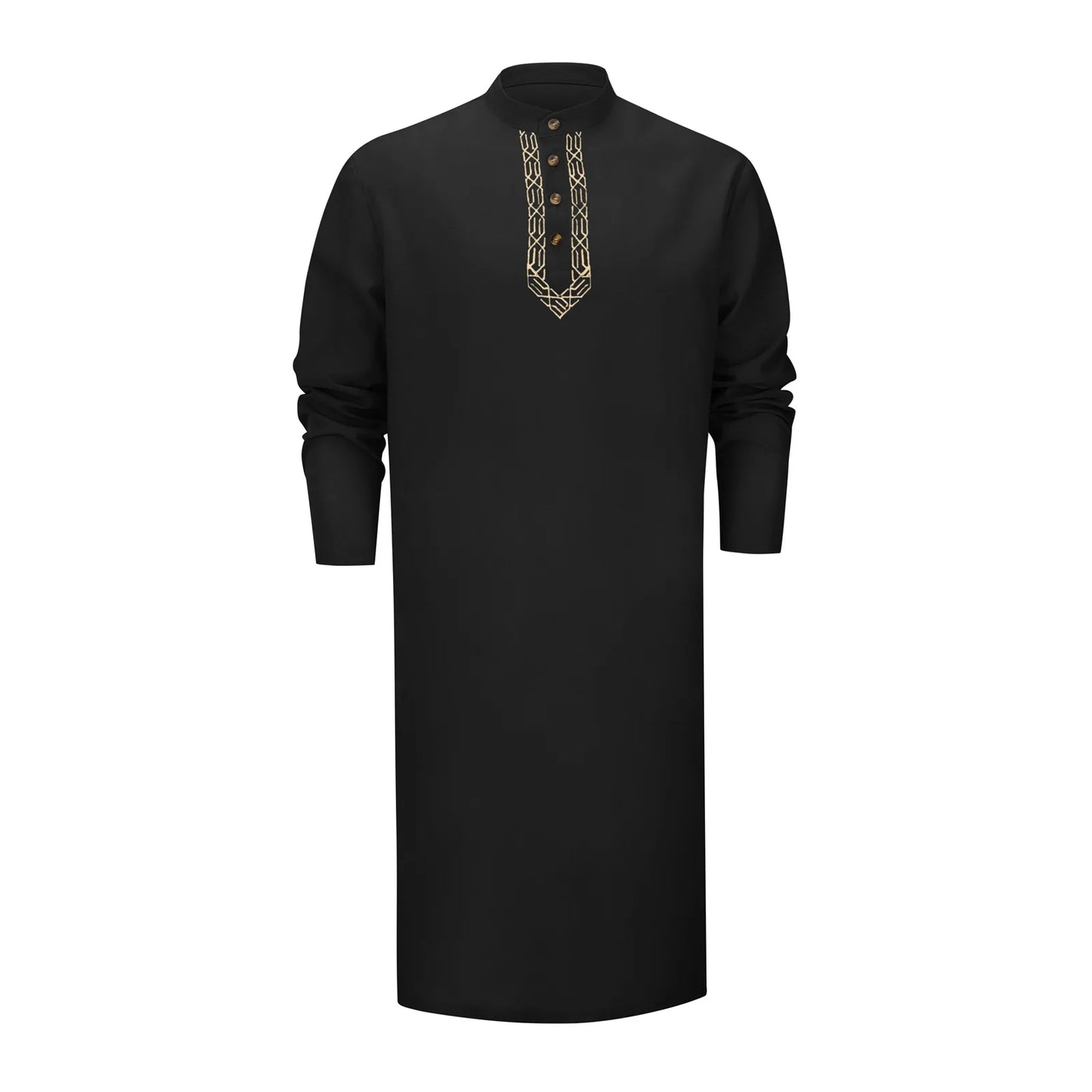 Eid Muslim Shirt Men Modest Tops Long Sleeve Button Embroidery Dubai Saudi Prayer Kaftan Robe Male Shirts Islamic Ramadan