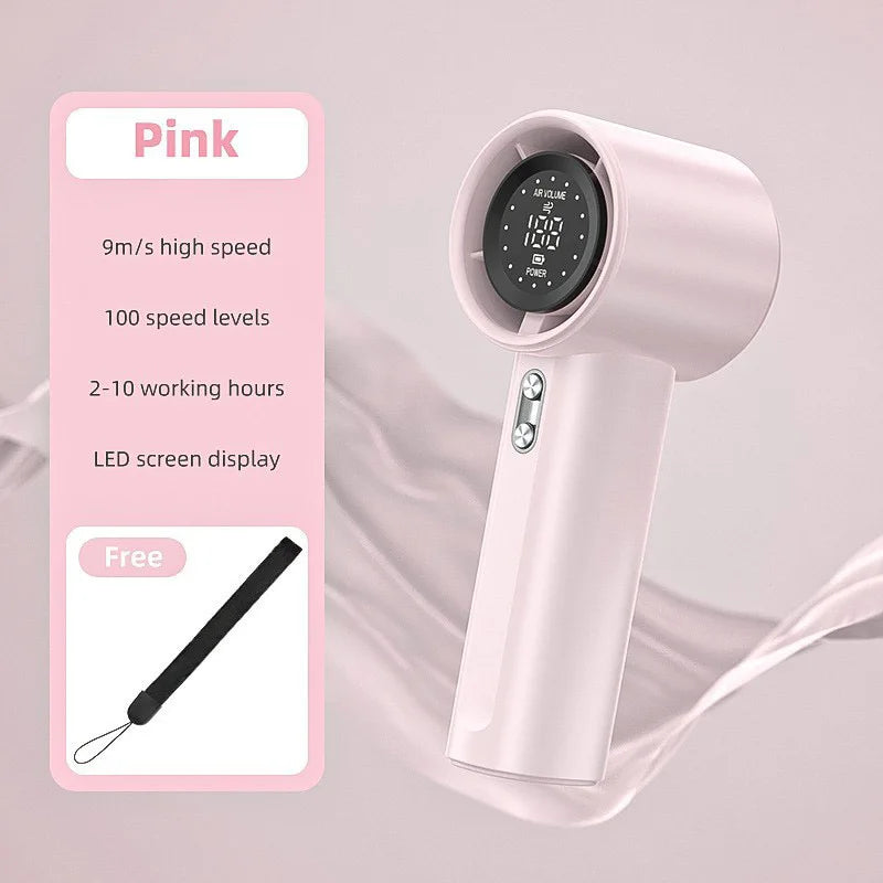 Mini Handheld Fan USB Charging 100-speed Turbo Electric fan Portable Outdoor Travel Camping Small Cooling Hand Fan ventilador