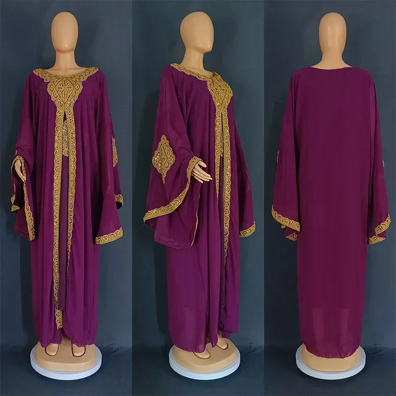 Kaftan Dubai Abaya Turkey Muslim Chiffon Maxi Dress Islam Clothing Elegant African Dresses for Women Boubou Robe Djellaba Femme