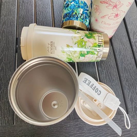 Coffee Mug Woman 500ml ,Stainless Steel Vacuum Flask with Straw and Thermal Cup for Drinking Directly