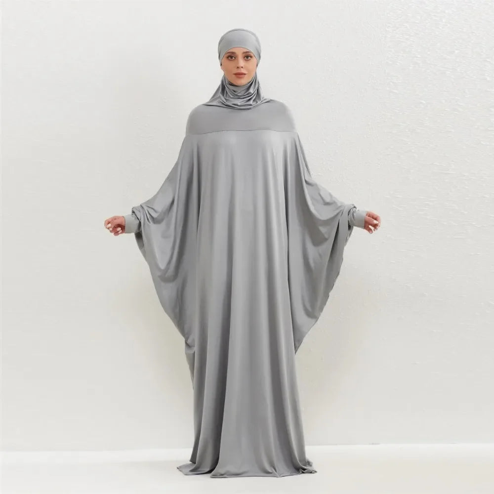 Muslim Abayas Hijab Smocking Sleeve One-piece Prayer Dress Women Jilbabs Hooded Kaftans Islamic Dubai Saudi Robe Turkish Modesty