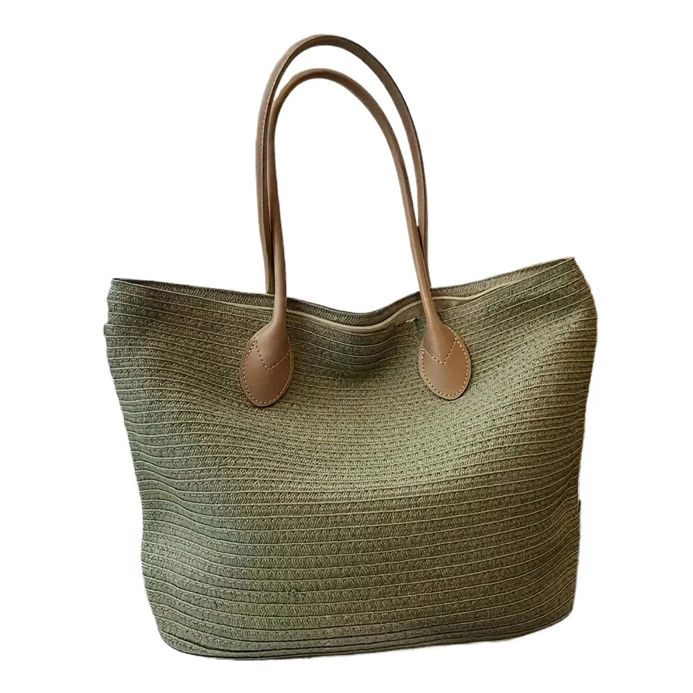 Handmade Straw Bag Summer Beach Travel For Women Ladies Wrapped Shoulder Top Handle Fashion Weaving Totes