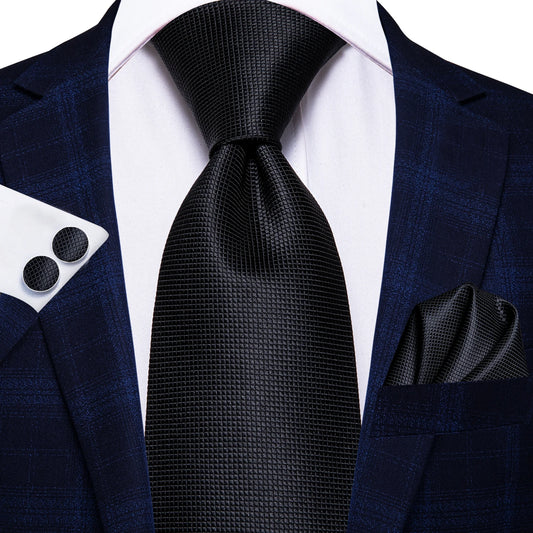Hi-Tie Blue Business Solid Silk Men's Tie NeckTie 8.5cm Ties for Men Formal Luxury Wedding High Quality Gravata