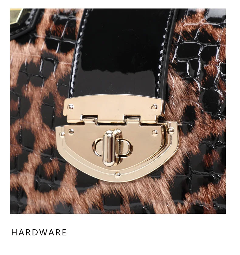 he Aidrani women's handbag, expertly made from hi - quality materials, is a luxurious leopard print Boston bag with its fashiona