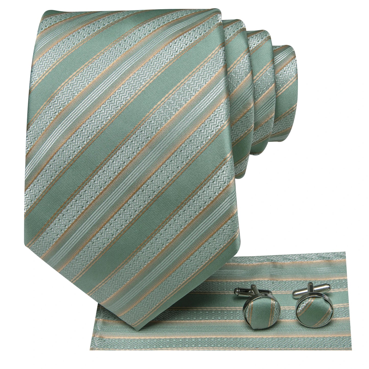 Hi-Tie Striped Light Green Silk Men's Tie Ties Floral Ties For Men Formal Business Luxury Wedding Party Neckties Gravatas