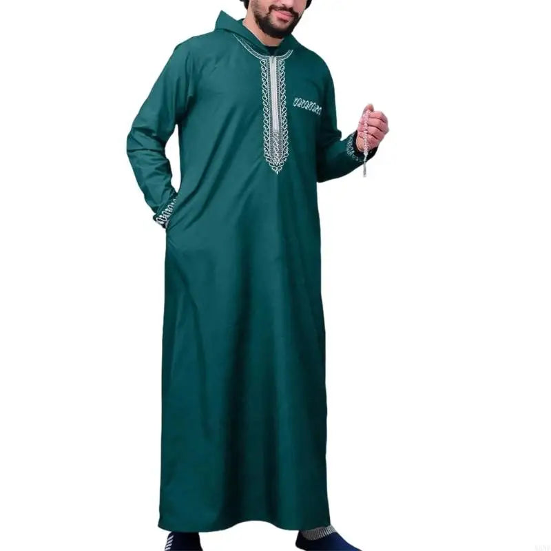 Y3NE Islamic Clothing Men Robe Kaftan Muslims Man Moroccan Casual Long Dress Arabic Thobe Grown Middle East National Costume