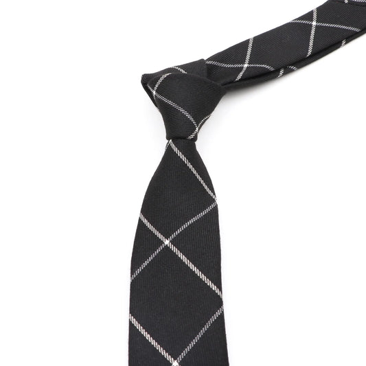 Classic Mens Solid Cotton Handmade 6cm Ties Striped Narrow Collar Slim Necktie Black Red Blue Formal Business Wedding Tie Gift