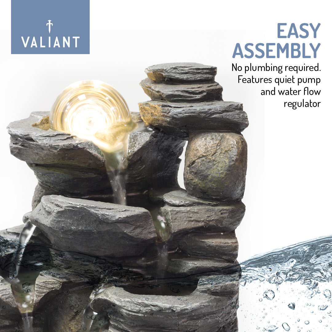 Valiant Table Top Water Feature with Spinning Glass Sphere