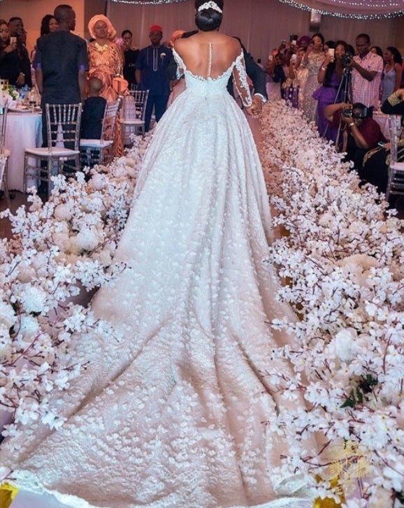 Lace Wedding Dress with Pearl Detail - Sizes 2-16, Elegant Bridal Gown in White