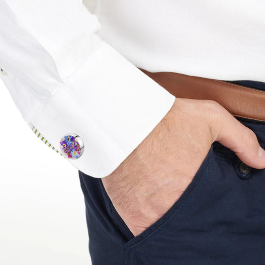 Purple flower Sterling Silver Cufflinks by Shrieking Violet®
