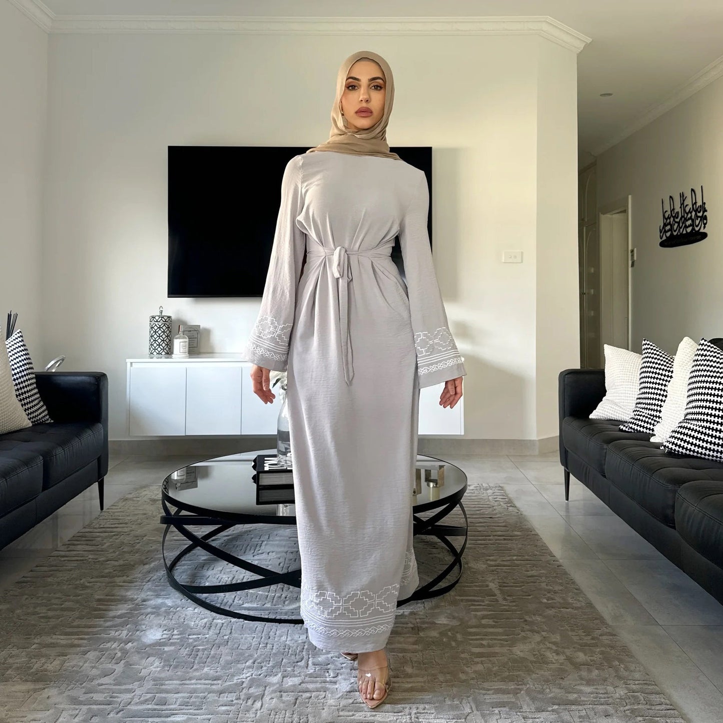Women's Embroidered Modest Muslim Dress - Premium Elegant Abaya