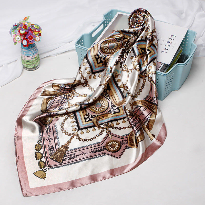 Women's 90/90cm Fashion Bandana,  Printed Silk Satin Hair Scarf, Premium Square Scarf