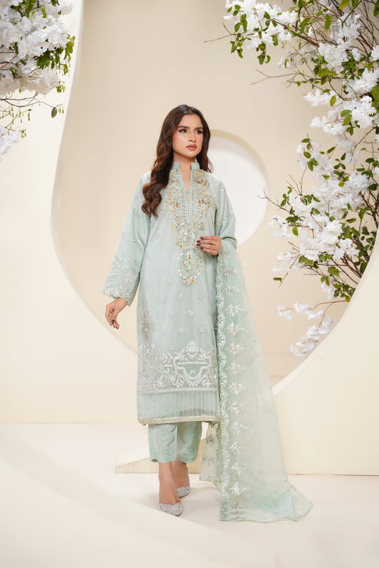 Tehwar - Luxury Organza Outfit - Festive Collection - Ready to Wear - Eid25 - TehV6D6