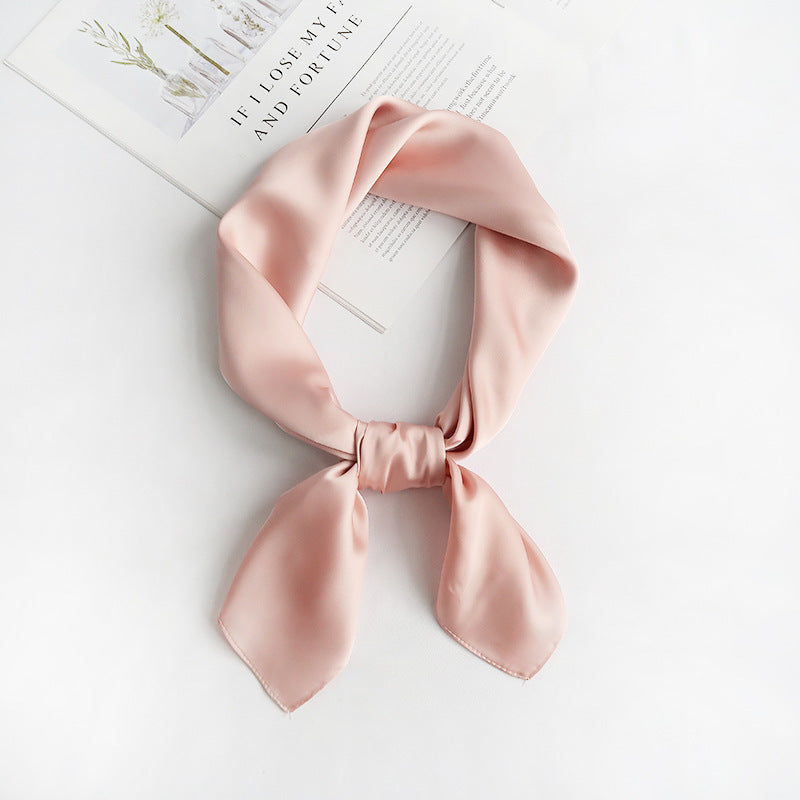 Women's Silk Satin Square Scarf, Decorative Silk Bandana, Solid Colour Hair Scarf