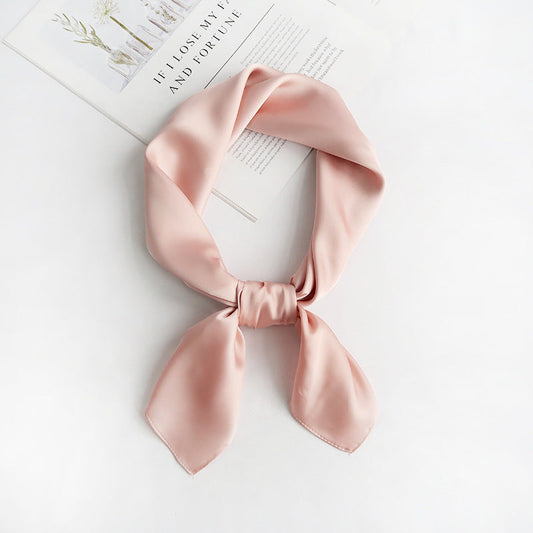 Women's Silk Satin Square Scarf, Decorative Silk Bandana, Solid Colour Hair Scarf