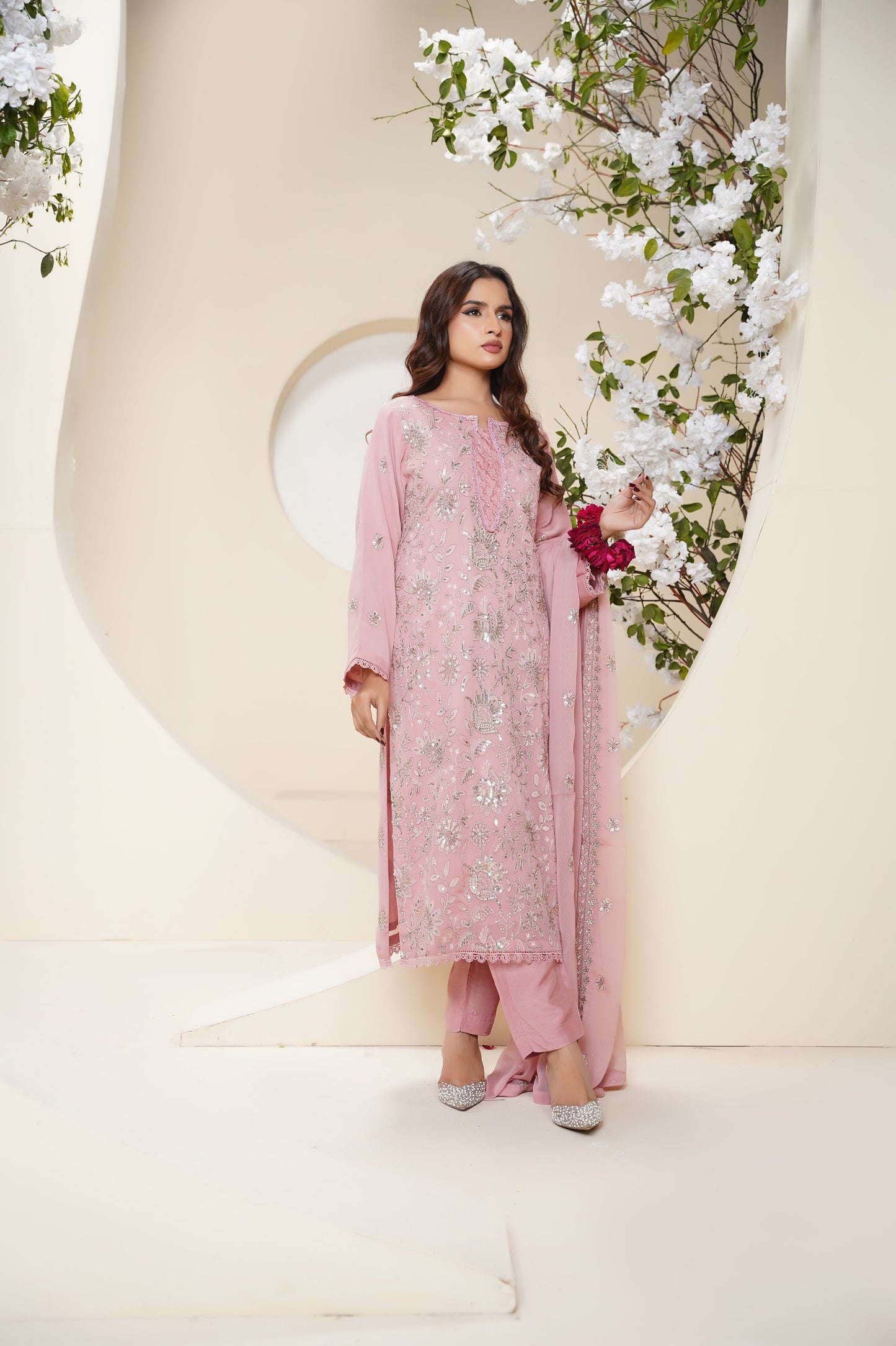Husan e Jahan - Luxury Chiffon Outfit with Chiffon Dupatta - Ready to Wear - V2 - Eid25 - 06-SD