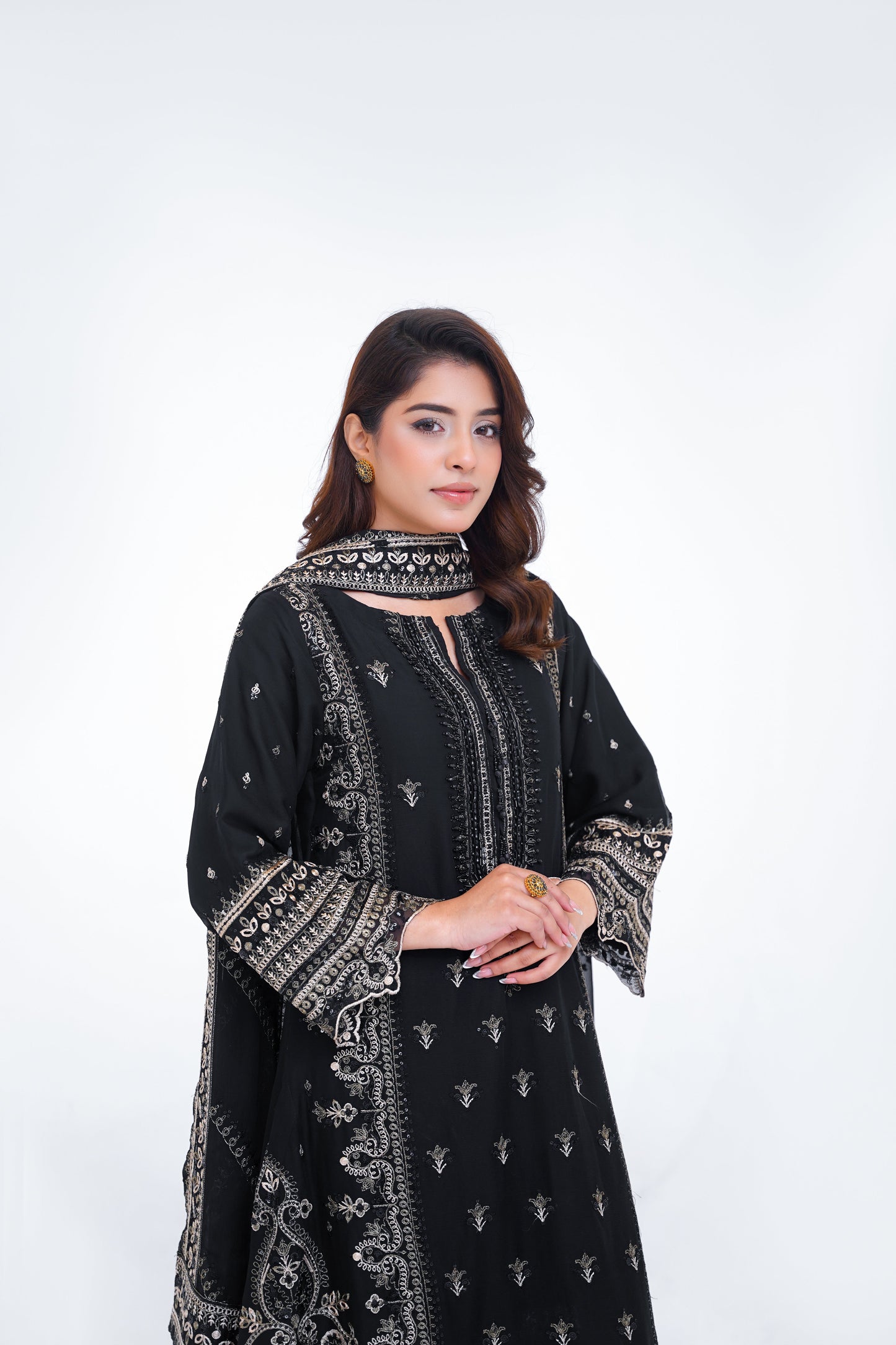 Husan e Jahan - Luxury Chiffon Outfit with Chiffon Dupatta and Plazzo - Ready to Wear - V1 - Eid25 - 01  Article 04-SD