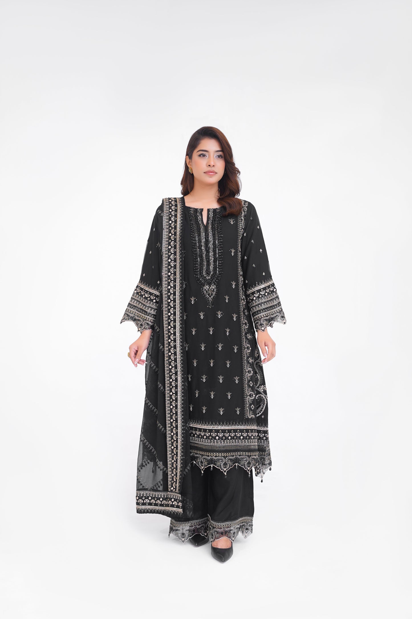 Husan e Jahan - Luxury Chiffon Outfit with Chiffon Dupatta and Plazzo - Ready to Wear - V1 - Eid25 - 01  Article 04-SD