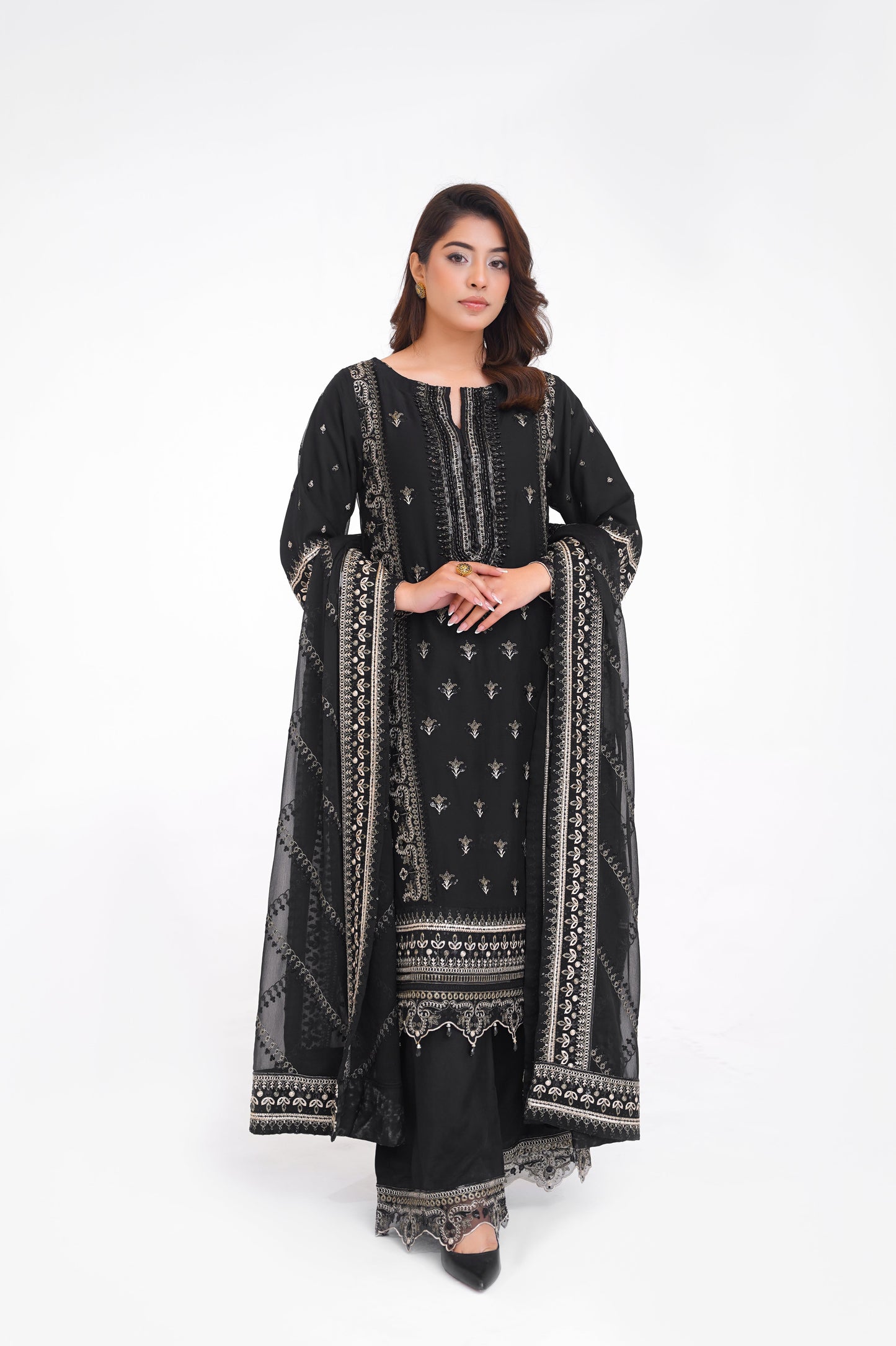 Husan e Jahan - Luxury Chiffon Outfit with Chiffon Dupatta and Plazzo - Ready to Wear - V1 - Eid25 - 01  Article 04-SD