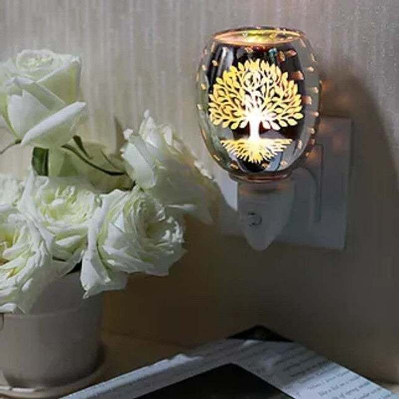 Tree of Life Oil Burner & Wax Warmer | Plug-in Aroma Diffuser plus Sandalwood Wax Melts