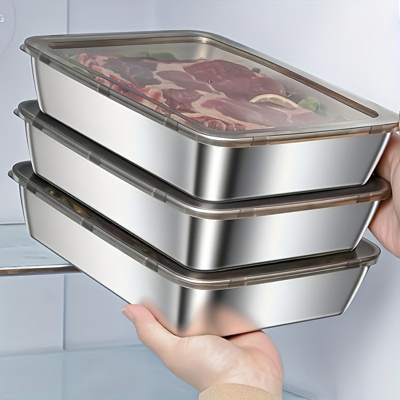 Set of 6/3 Stainless Steel Food Storage Containers That Are Leak-Proof, Stackable, And Designed to Save Space. Made from Durable Stainless Steel with Airtight Lids to Keep Food Fresh, Perfect for Meal Preparation, Storing Fru