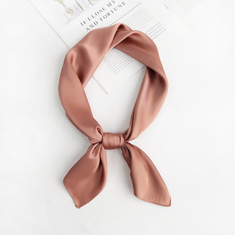 Women's Silk Satin Square Scarf, Decorative Silk Bandana, Solid Colour Hair Scarf