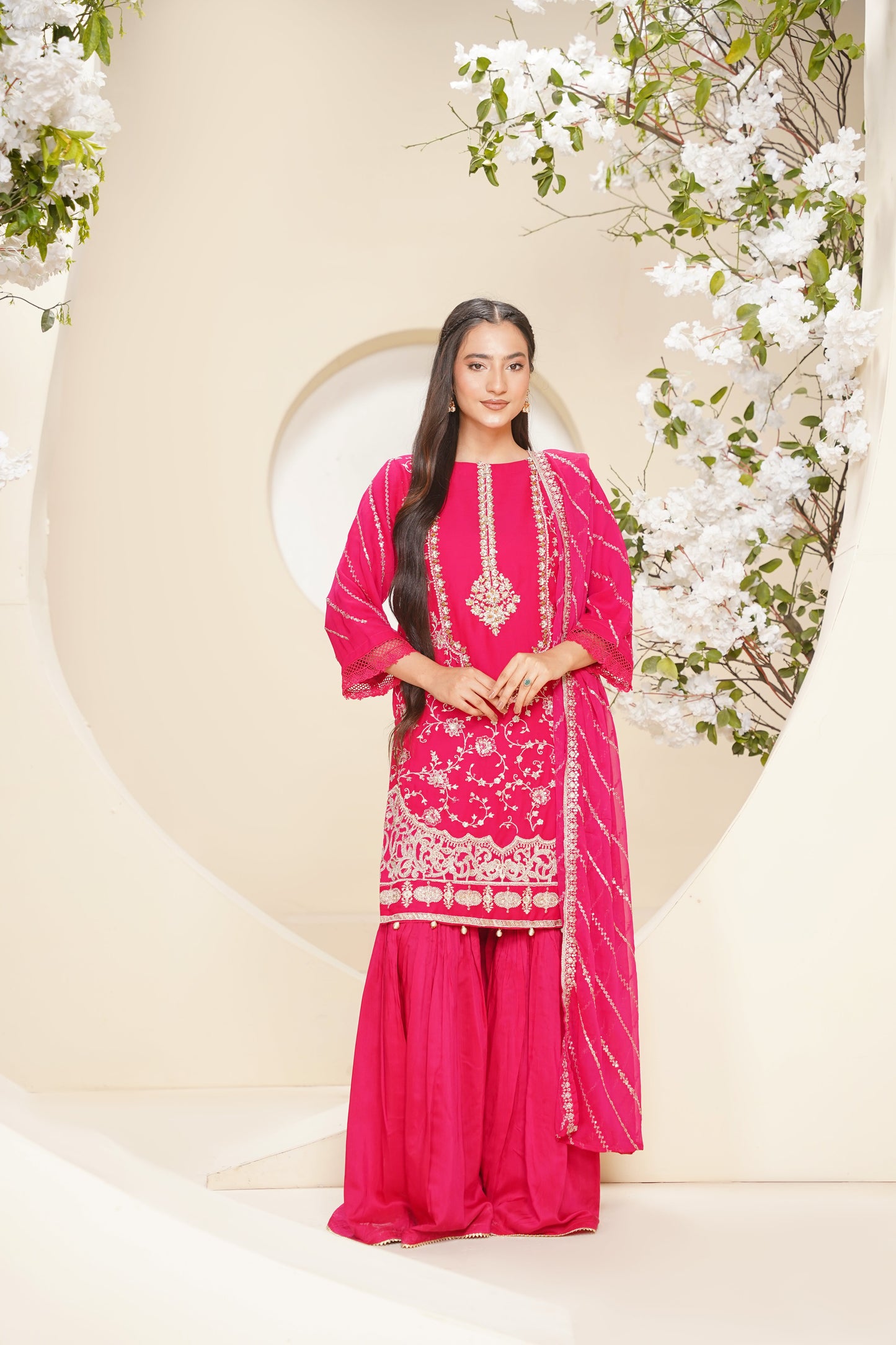 Husan e Jahan - Luxury Chiffon Outfit with Chiffon Dupatta & Gharara - Ready to Wear - V2 - Eid25 - 04