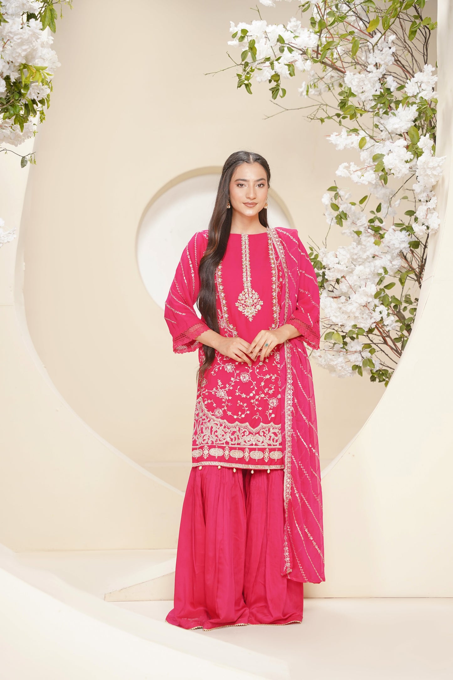 Husan e Jahan - Luxury Chiffon Outfit with Chiffon Dupatta & Gharara - Ready to Wear - V2 - Eid25 - 04